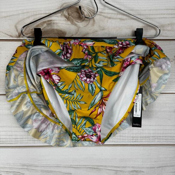 Nicole Miller Yellow Island Girl Print 2PC Tankini With Ruffle Skirt Size XL - Picture 6 of 10